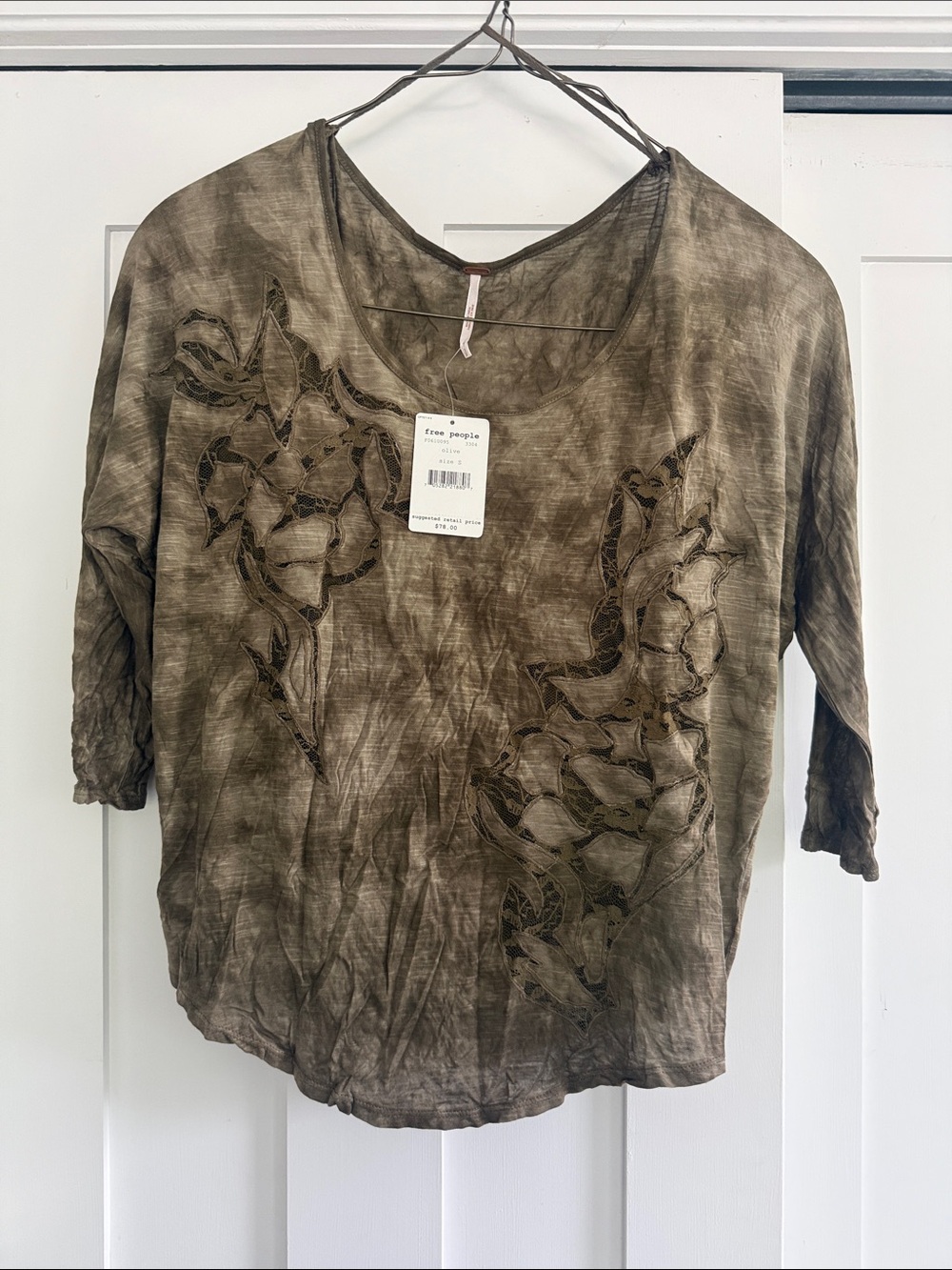 Free People Olive Green Washed Cutout Scoop Neck Tunic